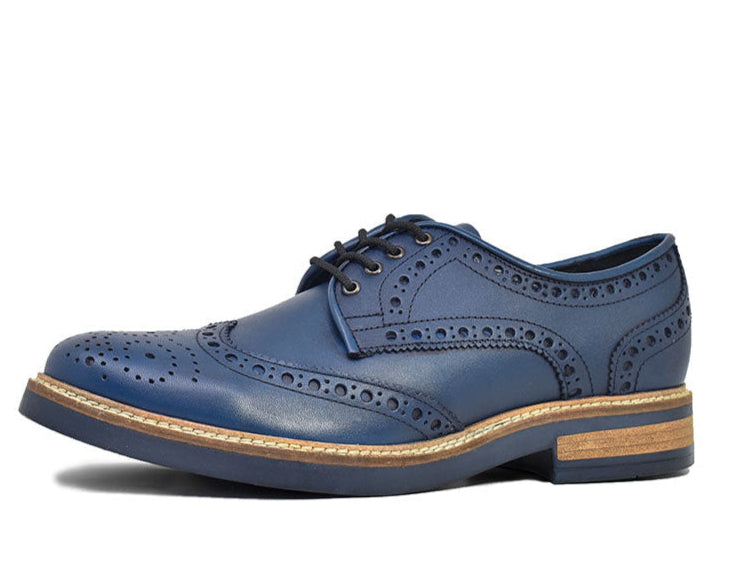 Zapatos Brogue Color Azul