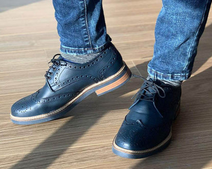 Zapatos Brogue Color Azul